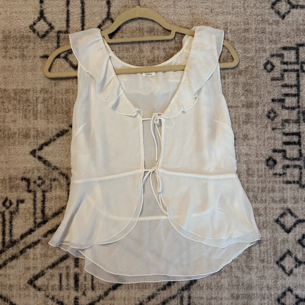 Aritzia Wilfred Flitter Blouse White Chiffon - Size Small